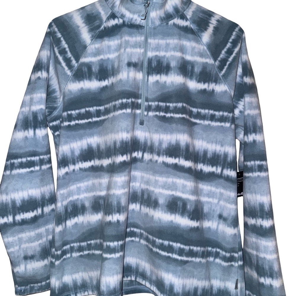 Eddie Bauer Blue and White Fleece Pullover